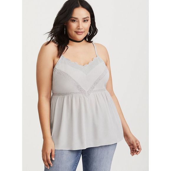 torrid Tops - Size 00X NWT Torrid Gauze Lace Inset Cami Tank Top